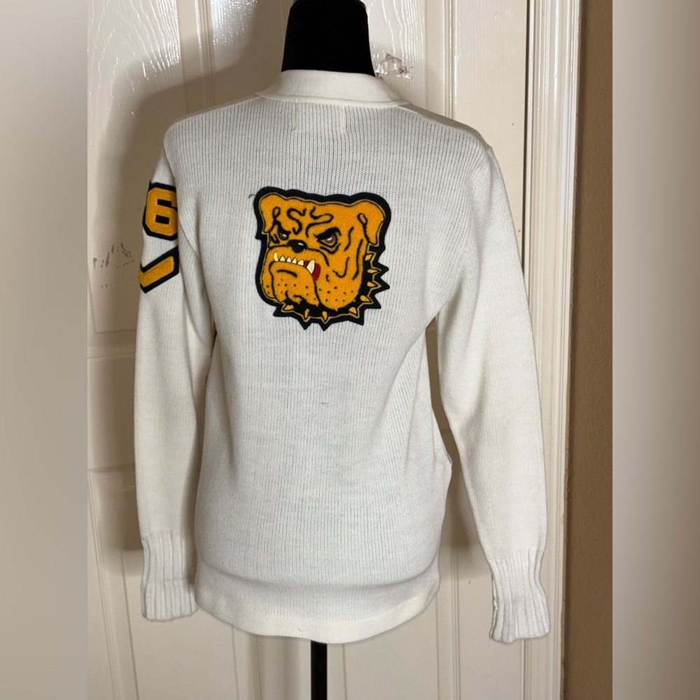 Vintage Late 60s - 70s Sand Knit Letter C Knit Letterman Cardigan Sweater Small​ - Picture 3 of 9